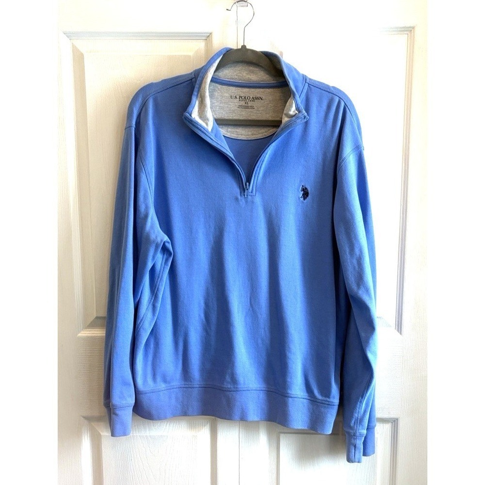 U.S. Polo Assn. XL Blue Pullover Long Sleeve Quarter Zip Sweatshirt Mens